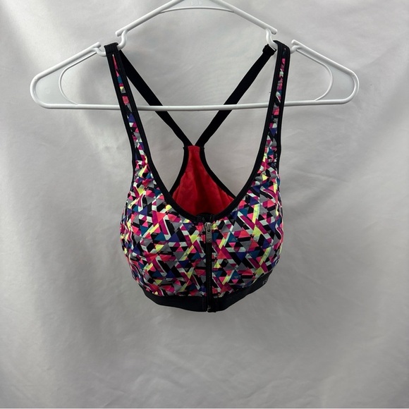 Victorias Secret Sport VSX  Logo Front Close Zip Sports Bra  34C Multicolor - Picture 1 of 9